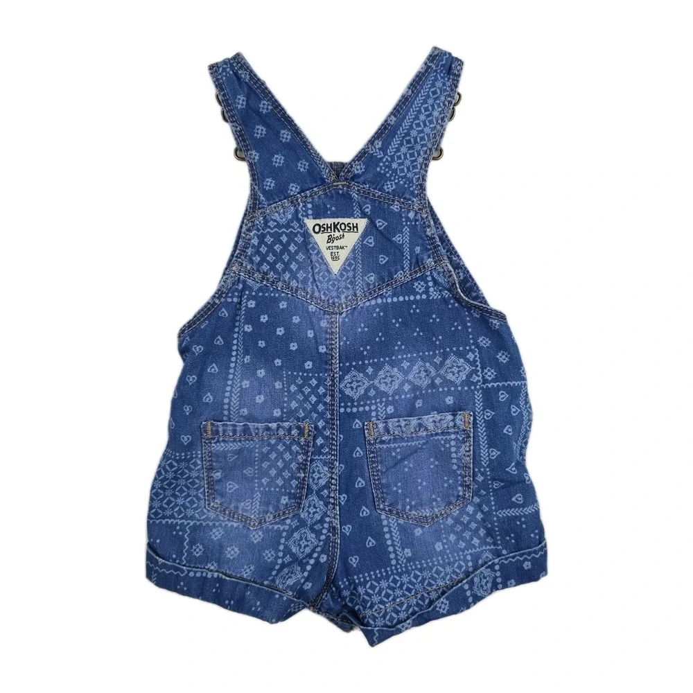 Oshkosh B'gosh Blue Patchwork Farmer Baby Size 6 Month Overalls